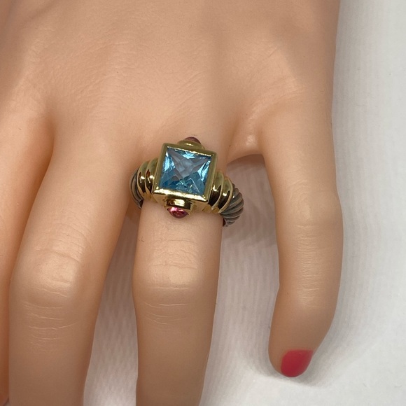 David Yurman 925 14K Gold Renaissance Cable Ring Topaz Pink Tourmaline Sz 4.5 - Picture 10 of 11